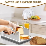 Adjustable Bread Slicer with Crumb Tray, Foldable Slicing Guide for Homemade Bread Sourdough Bagels, Non-Slip Base for Uniform Cuts