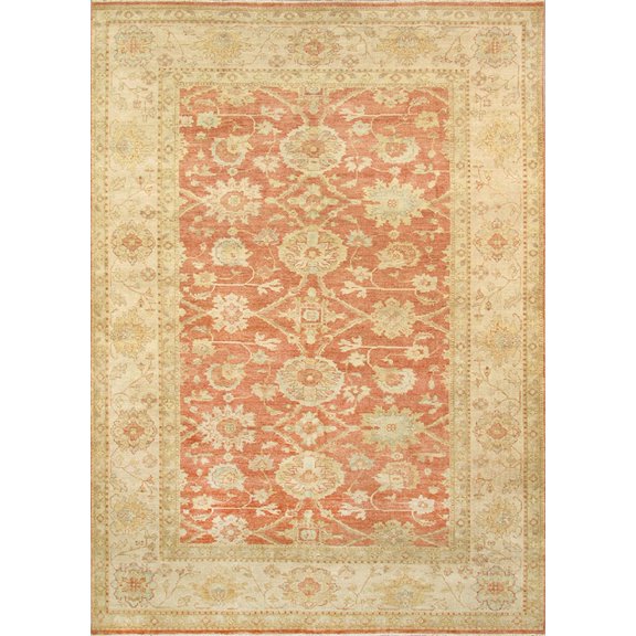Pasargad Home Sultanabad Collection Hand-Knotted Wool Rust/Ivory Area Rug- 12' x 15', For Indoor Space and all Age of Group
