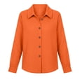 thumbnail image 7 of thefmos Women's Fall Winter Collared Long Sleeve Button Down Blouses Solid Casual Shirts Basic Dressy Tops for Office Work Daily Wear Fashion Clothes, Orange M, 7 of 7