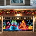 thumbnail image 4 of DAMAI Christmas Garage Door Cover Fluorescent Christmas Door Cover Large Garage Door Xmas Cover, 13x6 ft UV-Reactive Glow in Dark Banner with Santa & Elf, Outdoor Indoor Holiday Party Backdrop, 4 of 7