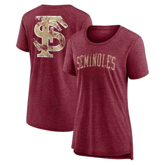 Women's Heather Garnet Florida State Seminoles Slab Serif Tri-Blend T-Shirt
