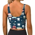 thumbnail image 3 of Fotbe Dental Pattern Womens' Sports Bra Longline Wirefree Padded with Medium Support Sports Moisture-Wicking Workou Vest,Tank Top-Medium, 3 of 9