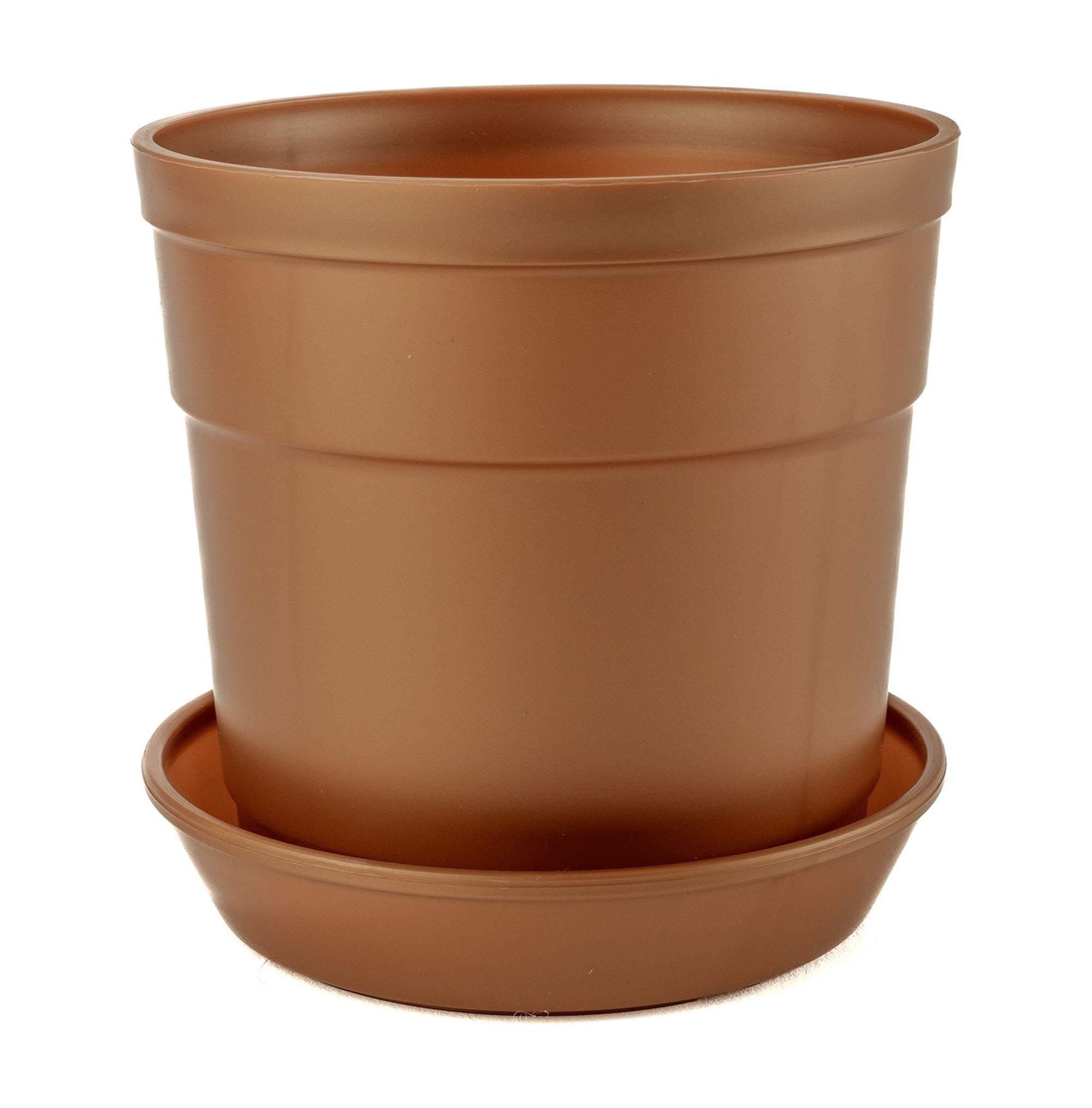 Austin Planter Plastic Flower Pots with Saucers, 4 inch, Copper, 5 Pack, s Planter, Nursery Planter, Colorful Flower Pots with Saucers