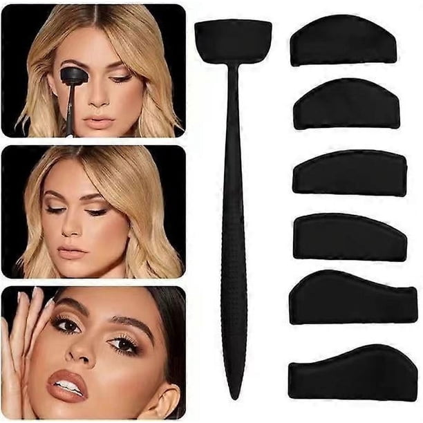 Kit 6 en 1 de plantillas de silicona para sombras de ojos, fijador de sombras de ojos portátil, sello de sello, moldes para sombras de ojos con corte de pliegue para mujeres.