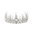 thumbnail image 1 of ifundom - Corona para tarta, elegante adorno de carámbano para tarta, tiara de cristal para boda, decoración para tarta, suministros de cumpleaños, tocado, corona, adornos (plata), 1 of 4