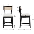 thumbnail image 2 of Dayalane 26" Rattan Back Counter Height Bar Stools Set of 2, Mid Century Wooden Kitchen Island Chairs with Footrest and Removable Cushion, Modern Barstools for Restaurant Bar, Black, 2 of 9