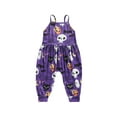 thumbnail image 1 of Toddler Baby Girl Halloween Clothes Sleeveless Romper Pumpkin Print Spaghetti Strap Jumpsuit Outfit, 1 of 7