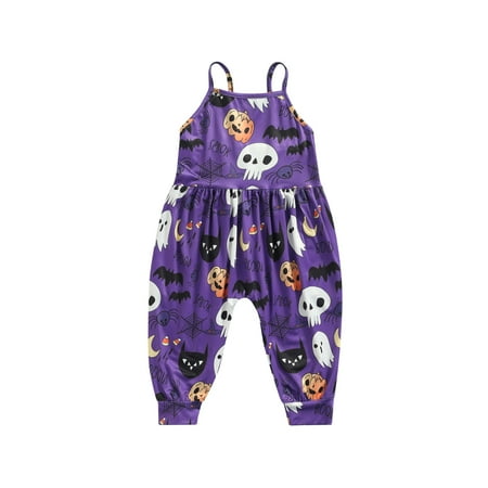 

GirarYou Halloween Sleeveless Jumpsuit Pumpkin Print Spaghetti Strap Romper