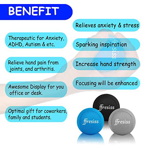Fidget Relieve Anxiety Exercise Strengthener,Stress Relief Toys for Adults & Kids Hand Stress Balls Therapy Squeeze Ball with 3 Grip Strength Tension 