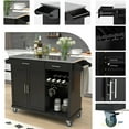 thumbnail image 6 of Kitchen Island Cart with Stainless Steel Top, Rolling Kitchen Island with Storage Cabinet, Kitchen Island on Wheels with 2 Drawers, Goblet Holder, Wine Rack, Spice Rack, Towel Rack (Black), 6 of 9