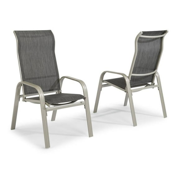 Bowery Hill Modern Gray Outdoor Aluminum Chair (Pair of 2)