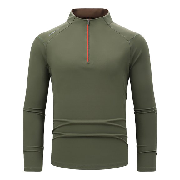 Xzbqbs Mens Casual Shirts Long Sleeve Quarter Zip Muscle Fit Quick Dry Pullover Lightweight Solid Collared Sports Fitness Shirts
