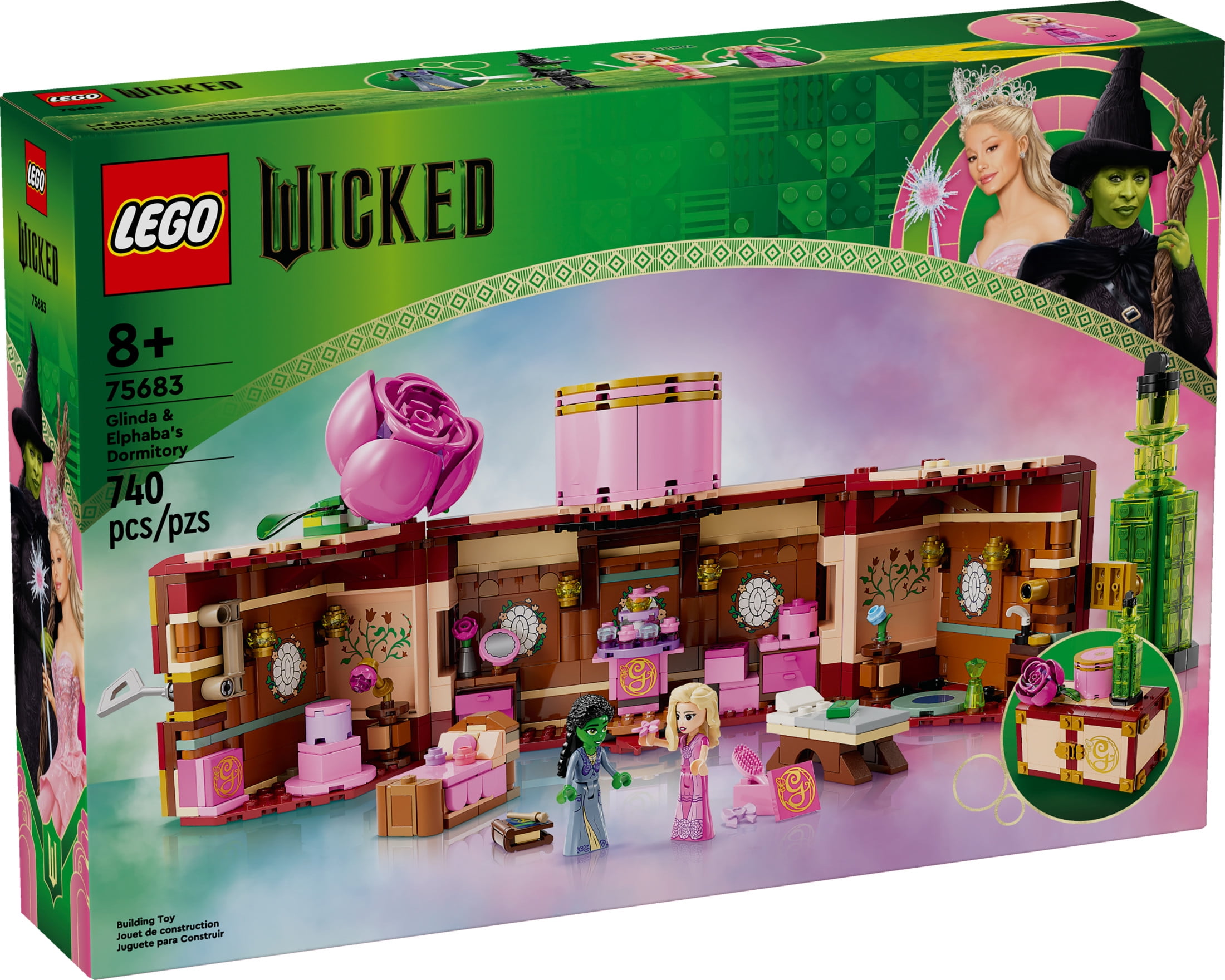 LEGO Wicked Glinda & Elphaba's Dormitory Building Toys - Wicked Toys for Girls & Boys, Age 8+ - Buildable Doll House for Kids - 75683