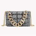 thumbnail image 3 of Bolso bandolera con entramado de PU para mujer, bolso informal plisado de color sólido (gris) Tmvgtek Para estrenar, 3 of 5