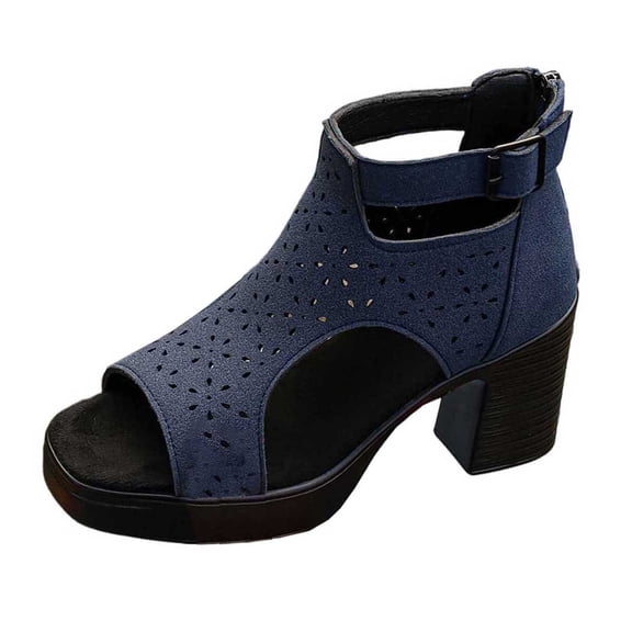 TAGOLD Women's Sandals,Women's Fashionable Casual Summer Solid Color Mouth Head Style High Heels Slippers