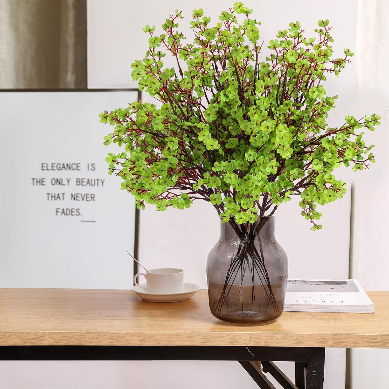 Babys Breath Green Flowers Artificial Gypsophila Flowers St. Patrick's Day Fake Silk Flowers for Home Decor Spring Floral Arrangement Table Centerpieces
