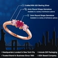 thumbnail image 2 of Gem Stone King 18K Rose Gold Plated Silver Red Ruby and Pink Lab Grown Diamond Engagement Ring for Women | 1.05 Cttw | Round 5MM | Gemstone July Birthstone | Size 7, 2 of 6