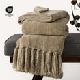 thumbnail image 4 of EVERGRACE Soft Chenille Throw Blanket for Couch, Cozy Plush Fuzzy Decorative Chenille Knit Throw Blanket with Tassels, Lightweight Blanket and Throws for Bed Sofa Gift Home Decor, Beige 60"x80", 4 of 8