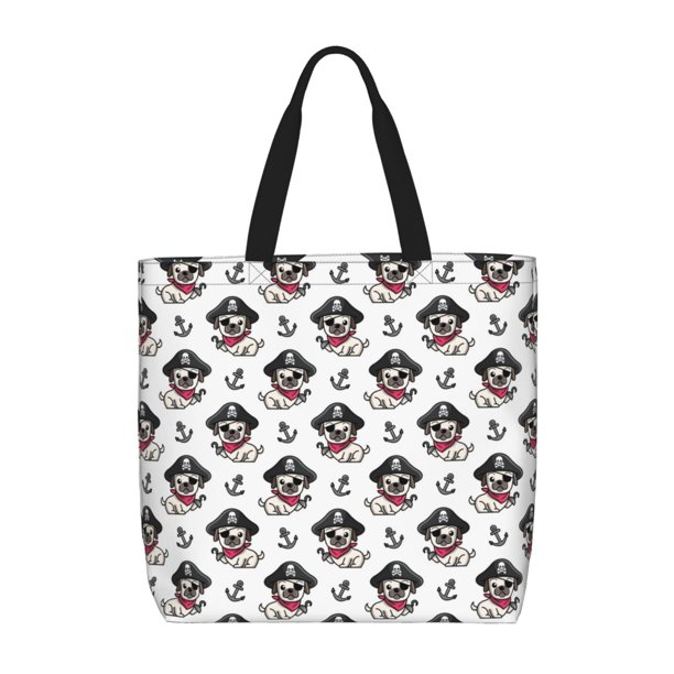 Easygdp DOG IS WEARING PIRATE COSTUME Bolsa Tote para Mujer, Bolso de Hombro para Trabajo, Playa, Viajes, Compras y Supermercado