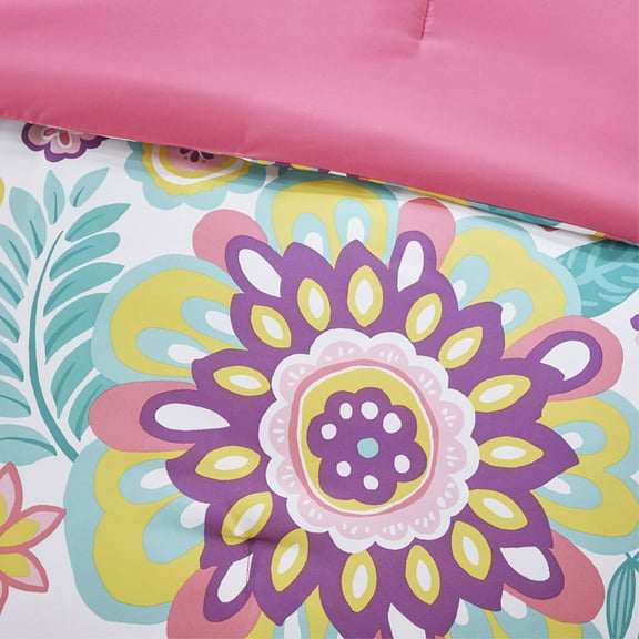 Ergode Floral Comforter Set - Vibrant Medallion Flower Print - Includes Comforter, Shams, and Decorative Pillow - Treatment for Freshness - Fun, Colorful, and Functional Bedroom Upgrade
