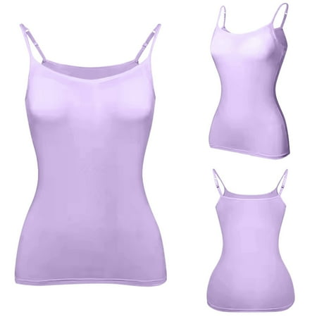 Uooqdmx Tank Top for Women Women s Summer Tops 2024 Tank Top Yoga Gym Sleeveless Camisole Sexy Plus Size Underwear With Chest Pad S 6Xl Purple Xxl