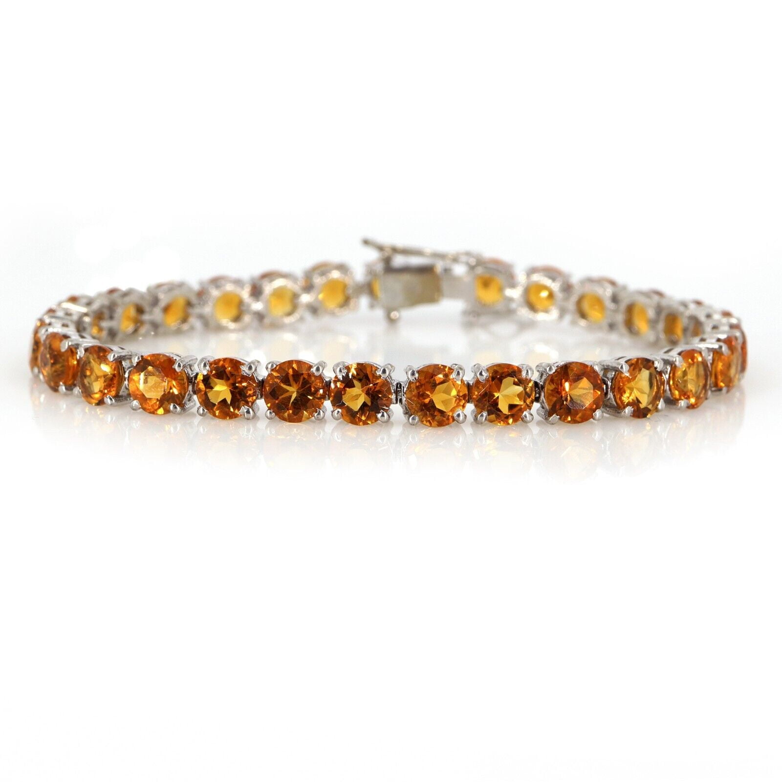7 mm Round Citrine Tennis Bracelet 925 Sterling Silver Citrine Bracelet Natural 30 Carat Citrine