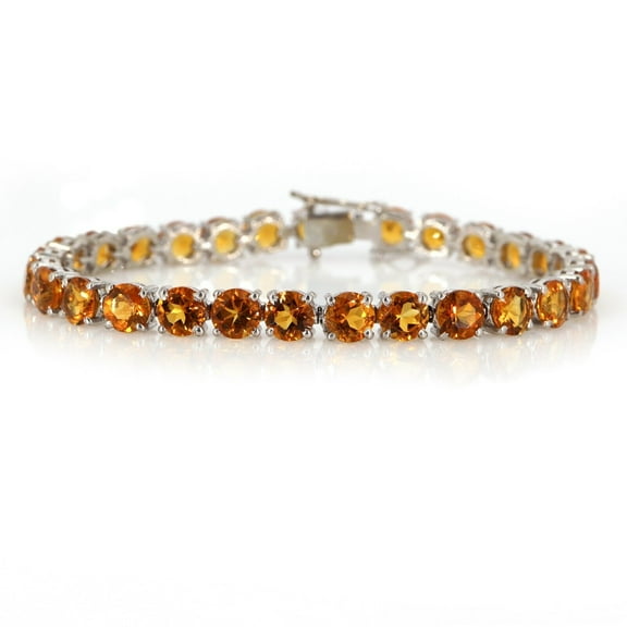 7 mm Round Citrine Tennis Bracelet 925 Sterling Silver Citrine Bracelet Natural 30 Carat Citrine November Birthstone Bracelet 7.5 inches
