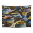 thumbnail image 5 of Nawypu  Dark Blue Art Ceramics Wall Tapestry, Wall Hanging Large Tapestry Decoration Polyester Fiber White Hem Around for Dorm Room Bedroom, 5 of 6