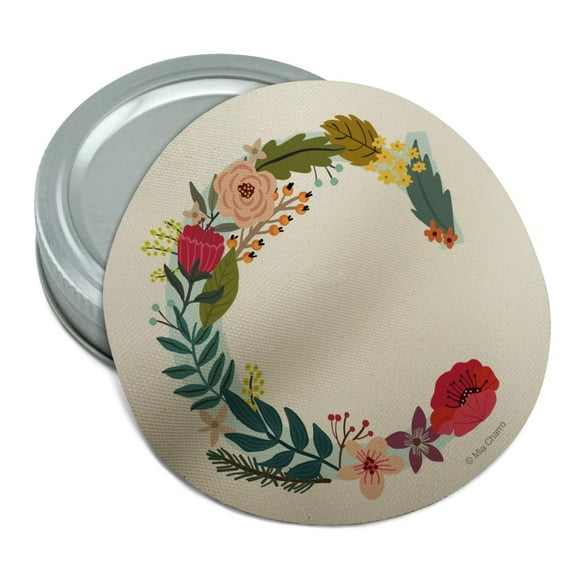 Letter C Floral Monogram Initial Round Rubber Non-Slip Jar Gripper Lid Opener