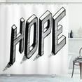 thumbnail image 1 of Hope Shower Curtain, Sketch Letters with Stripes Spelling Hope Hand Drawn Calligraphic Arrangement, Fabric Bathroom Set with Hooks, 69W X 70L Inches, Black and White, by Ambesonne, 1 of 3