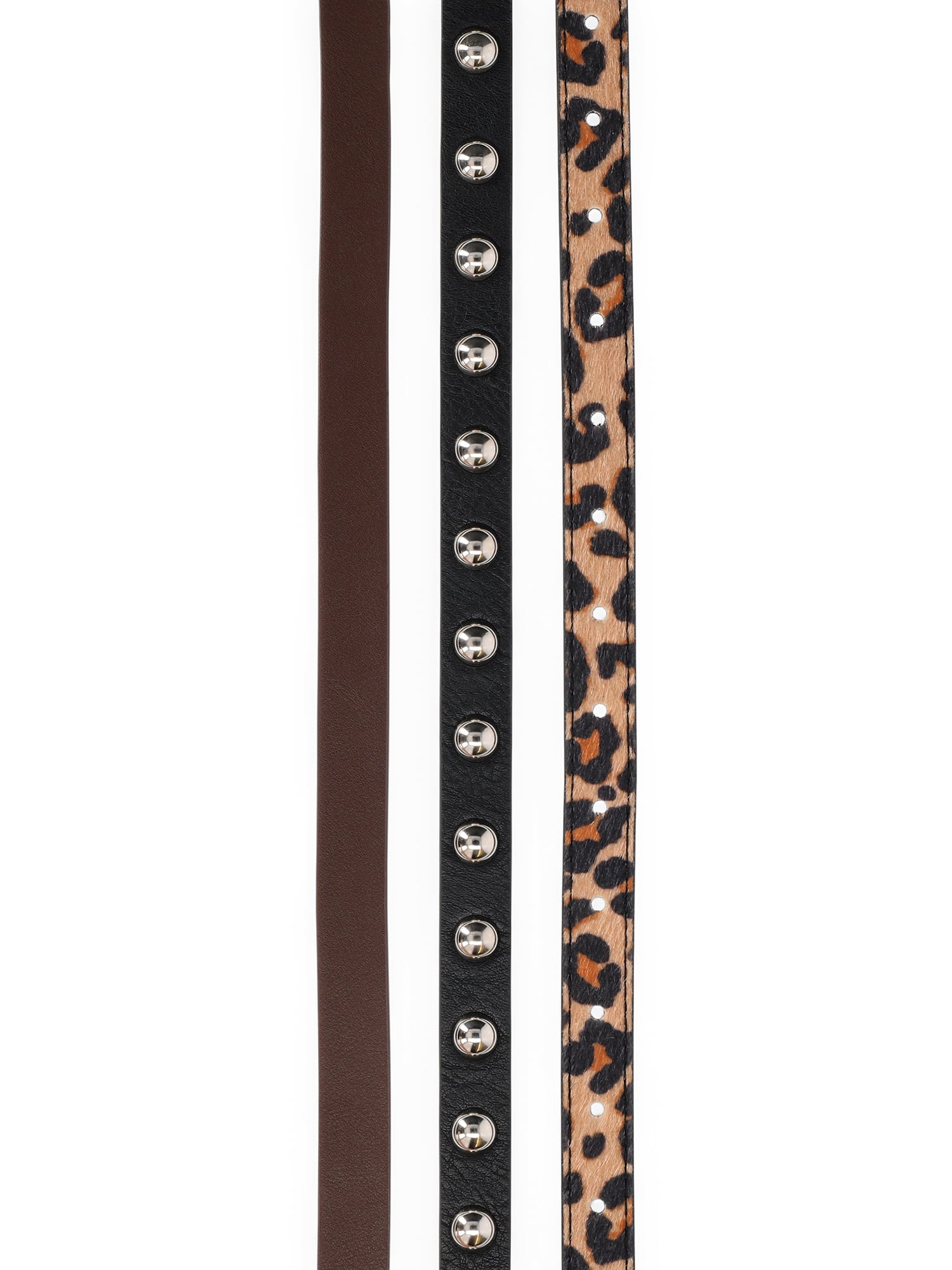 No Boundaries Faux Leather Belts, 3 Pack, Women's S/M-2XL