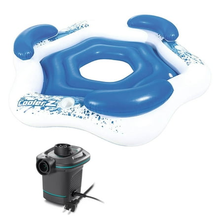 Bestway 3-Person Floating Water Island Lounge Raft + AC Electric Air (Best Way To Clean Glass Electric Stovetop)