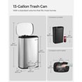 thumbnail image 3 of SONGMICS 13 Gallon (50 L) Trash Can, Stainless Steel Kitchen Garbage Can, Recycling or Waste Bin, Soft Close, Step-On Pedal, Removable Inner Bucket, Silver, 3 of 6
