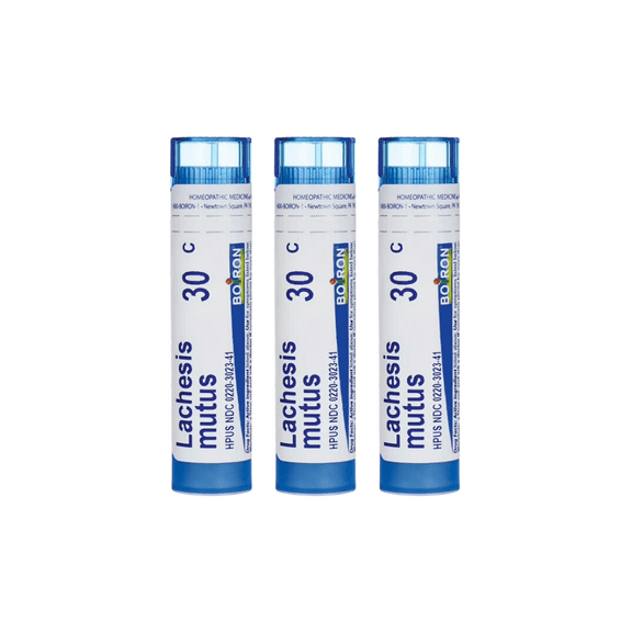 Boiron Lachesis Mutus 30C, Homeopathic Medicine for Hot Flashes Associated with Menopause, 80 Pellets (3 Pack)