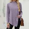 thumbnail image 6 of cfhntfmh Womens Fall Tunic Tops Turtleneck Lightweight Sweaters Asymmetrical Hem Tops Long Sleeve Shirts for Women, 6 of 7
