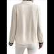 thumbnail image 3 of Blusas de Trabajo para Mujer, con Botones, Larga, Cuello en V, Encaje, Informales, Abotonadas, Camisas de Moda de Otoño. Beige XL, 3 of 7