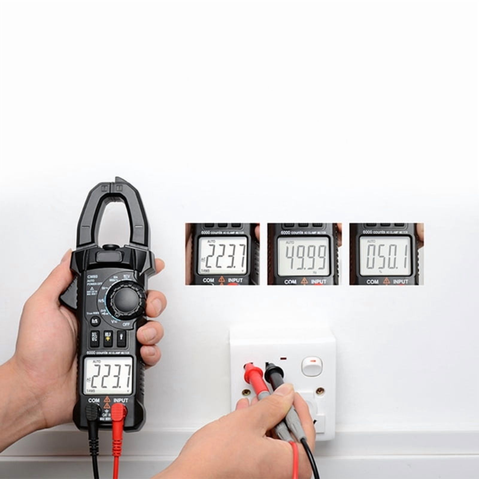 Digital Clamp Meter Multimeter AC Current & AC/for DC Voltage Tester with Amp Volt Ohm Duty Ratio Diode Resistance & Hz
