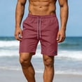 thumbnail image 5 of EOYWHK Denim Shorts with Pockets Elastic Waist Mens Casual Shorts Soft Lightweight Breathable for Casual Lounge Home Active Wear Wine, Size XXL, 5 of 7