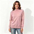 thumbnail image 2 of Women’s Long Sleeve Mock Neck Pullover Tops, Shoulder Button Detail Fall Winter Sweatshirt Top,Sizes M-2XL, 2 of 4