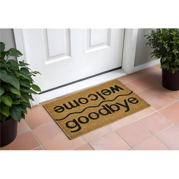 HomeRoots 555510 18 x 30 in. Brown & Black Coir Welcome Good Bye Outdoor Door Mat