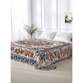 thumbnail image 5 of Blue Burnt Orange Boho Twim XL Size Flat Sheet, Wrinkleproof & Fadeproof Cooling Flat Bed Sheet Only, Antique Southwestern Ethnic Breathable Soft Bedding Top Sheets 66 x 102 Inches, 5 of 8