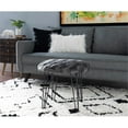 thumbnail image 2 of Linon Henson Round Stool Black Hairpin Legs Basketweave Seat in Gray, 2 of 11
