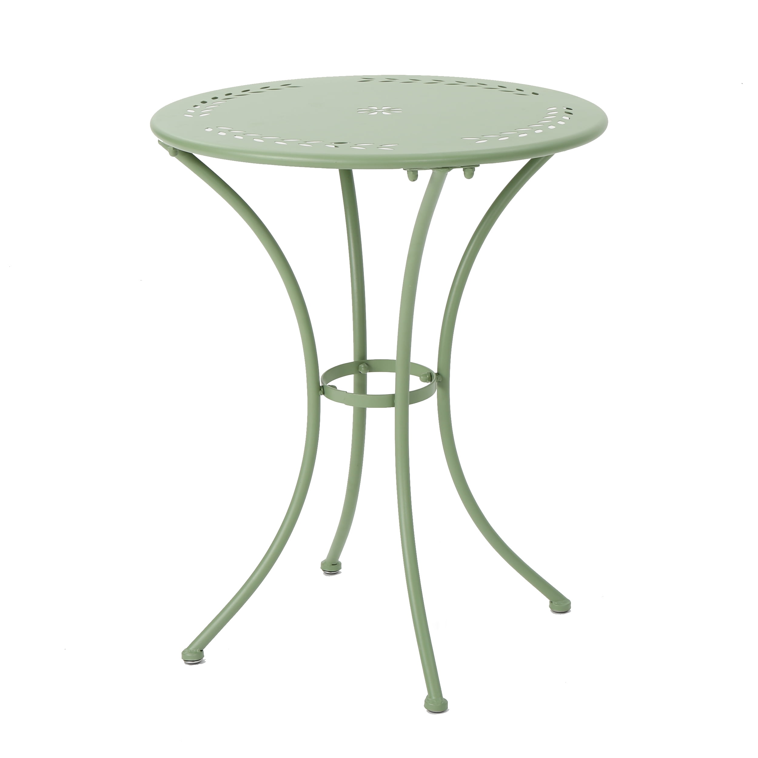 Lucca Outdoor 3 Piece Iron Bistro Set, Matte Green