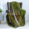 thumbnail image 4 of Nature Soft Flannel Fleece Throw Blanket, Majestic Waterfall Flowing down to River in National Park Fresh Landscape, Cozy Plush for Indoor and Outdoor Use, 70" x 90", Green Brown White, by Ambesonne, 4 of 5