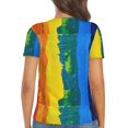thumbnail image 5 of Zufioo Rainbow Colored for Women's Deep V-neck Short-sleeved T-shirt, Top with Short Sleeves - with Stainless Steel Buckle, Moisture Wicking, Ideal Home Wear-X-Large, 5 of 9