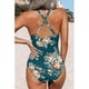 thumbnail image 4 of Traje de baño de una pieza para mujer Traje de baño festoneado con cuello alto y estampado floral, 4 of 5