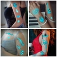 thumbnail image 2 of Pegatinas de tatuajes de neón con luces negras para fiestas luminosas, tatuajes temporales luminosos azules, 12 hojas, joyas ultravioleta, tatuajes falsos para la piel con brillo corporal, 2 of 5