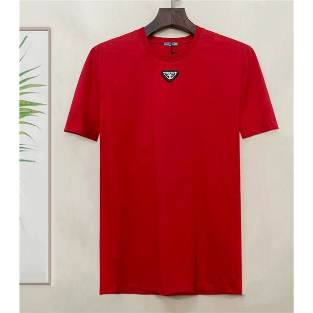 PRAD1 Camiseta De Hombre Con Hebilla De Hierro Con Cuello Redondo Bordado De Algodón S-4XL Gao Jiahui unisex