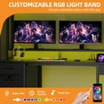 thumbnail image 4 of Uforic Computer Desk with Hutch& Led Light, Gaming Desk with Power Outlets, Home Office Desk, Black, 4 of 9