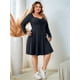 thumbnail image 4 of Vestido Casual de Mujer de Talla Grande con Cuello Cuadrado, Larga y Canalé. Gris Oscuro XL, 4 of 9